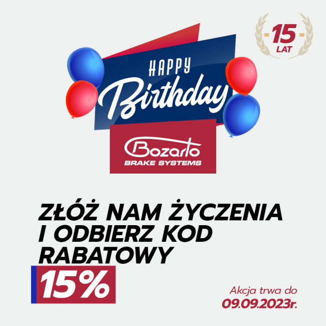 Rabat na 15 LAT Bozarto. Rozdajemy kody 15%.