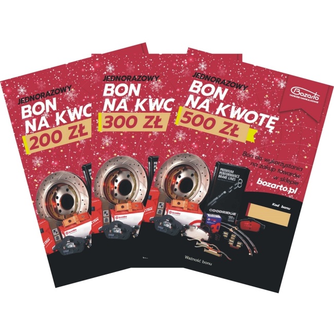 NOWOŚĆ - Pomysł na prezent Świąteczny - bon upominkowy na zakup hamulców