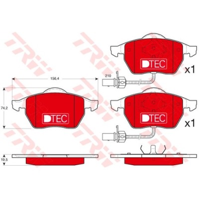 CERAMICZNE klocki hamulcowe TRW DTec Audi A4 B5 B6 B7 A6 C5 VW Passat B5 B6 komplet przód czujnik
