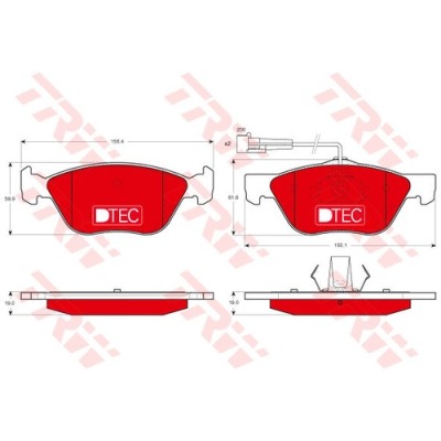 CERAMICZNE klocki hamulcowe TRW DTec Alfa Romeo 145 146 147 155 156 166 GT GTV Fiat Coupe Marea Multipla Lancia Kappa Lybra komplet PRZÓD czujnik
