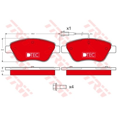 CERAMICZNE klocki hamulcowe TRW DTec Alfa Romeo MiTo Fiat Bravo II Stilo Grande Punto Idea Lancia Musa komplet przód czujnik do tarcz 257mm