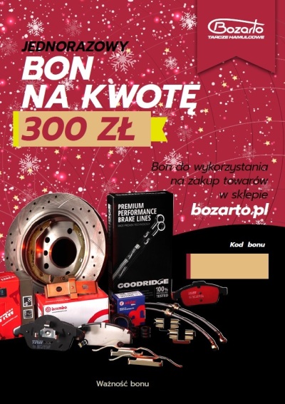 ŚWIĄTECZNY Bon upominkowy na zakupy w sklepie bozarto.pl nominał 300 PLN