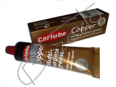 Pasta miedziana Carlube do montażu klocków. Zapobiega piskom. Tubka 70g.